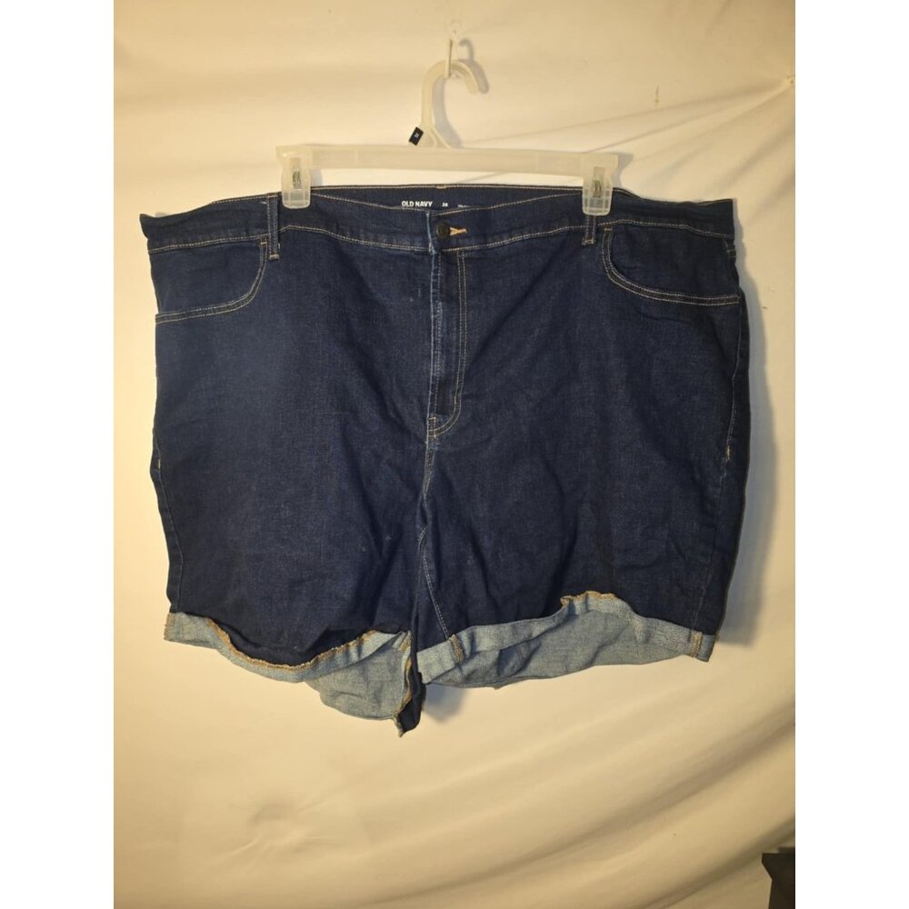 Old Navy Women’s Plus Denim Shorts Jean 26 Stretch Cuffed Dark wash Coastal 3X